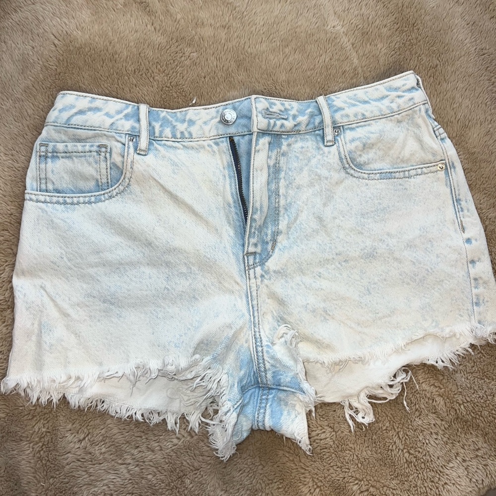 PacSun High Rise Festival Light Bleached Wash Denim Jean Shorts